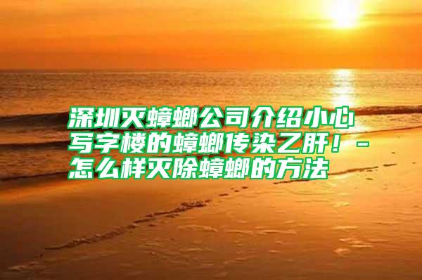 深圳滅蟑螂公司介紹小心寫字樓的蟑螂傳染乙肝!-怎么樣滅除蟑螂的方法