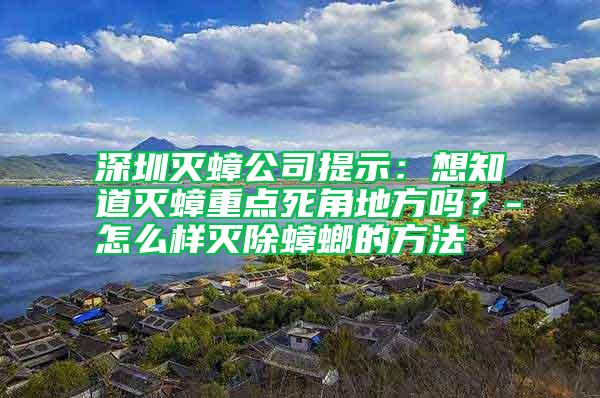 深圳滅蟑公司提示：想知道滅蟑重點(diǎn)死角地方嗎？-怎么樣滅除蟑螂的方法